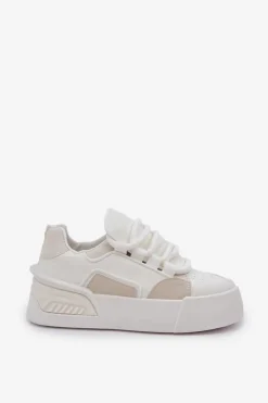 Damskie Boto Sneakersy Damskie Z Grubymi Sznurówkami Na Platformie Białe Laloma