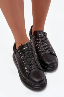 Damskie GOE Sneakersy Damskie Z Naturalnej Skóry OO2N4004 Czarne