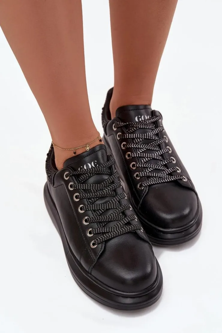 Damskie GOE Sneakersy Damskie Z Naturalnej Skóry OO2N4004 Czarne