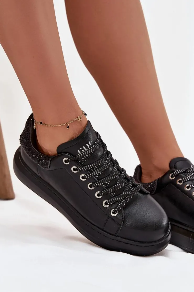 Damskie GOE Sneakersy Damskie Z Naturalnej Skóry OO2N4004 Czarne