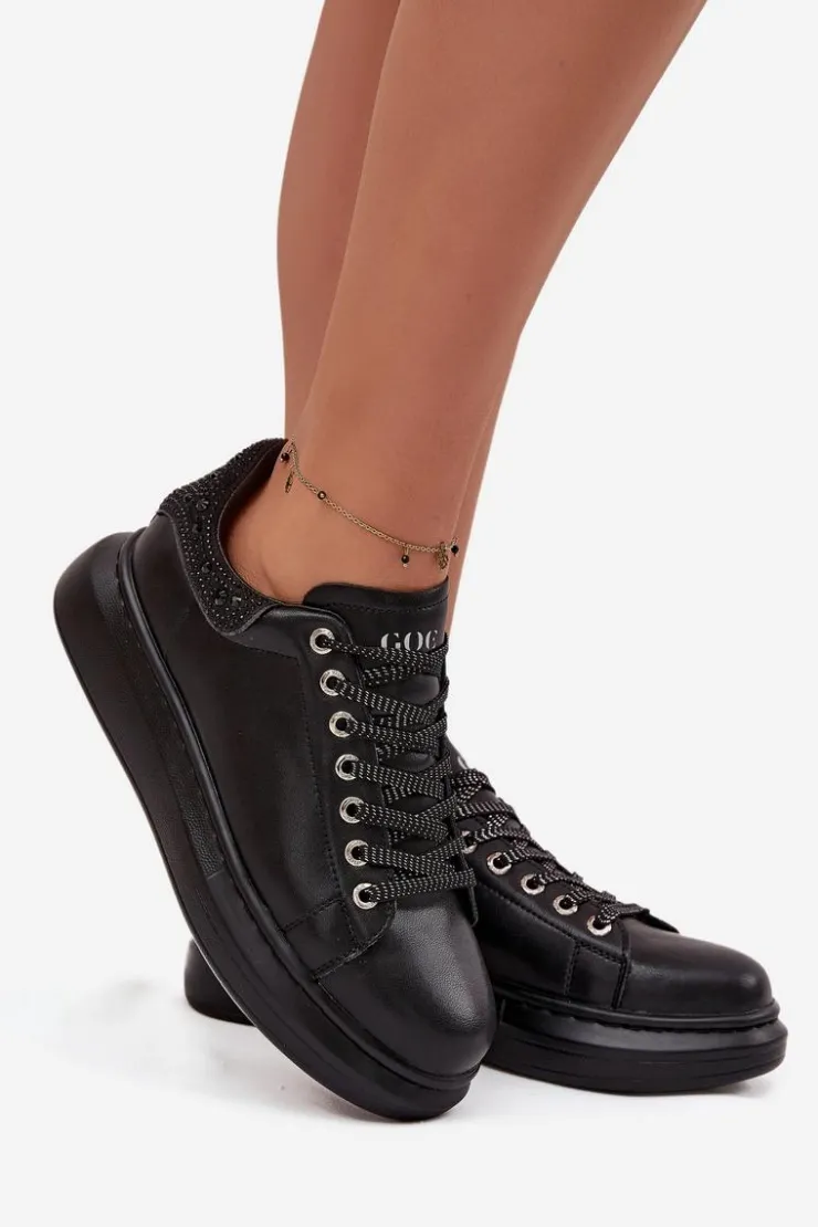 Damskie GOE Sneakersy Damskie Z Naturalnej Skóry OO2N4004 Czarne