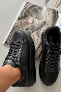 Damskie GOE Sneakersy Damskie Z Naturalnej Skóry OO2N4004 Czarne