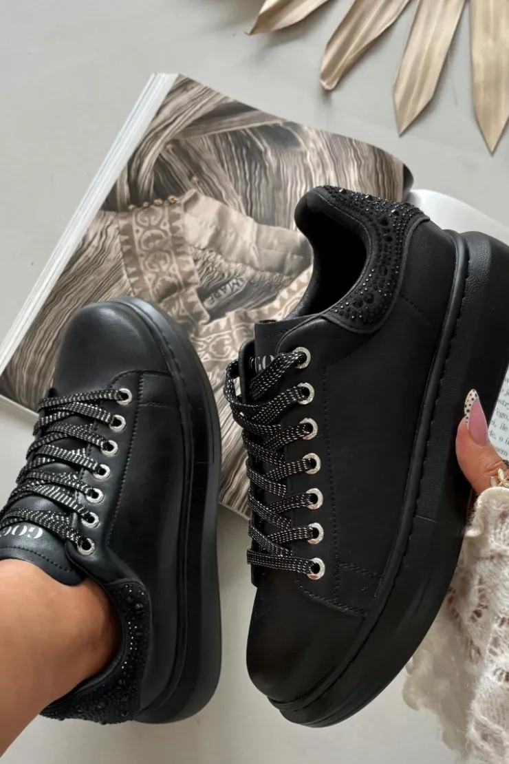 Damskie GOE Sneakersy Damskie Z Naturalnej Skóry OO2N4004 Czarne