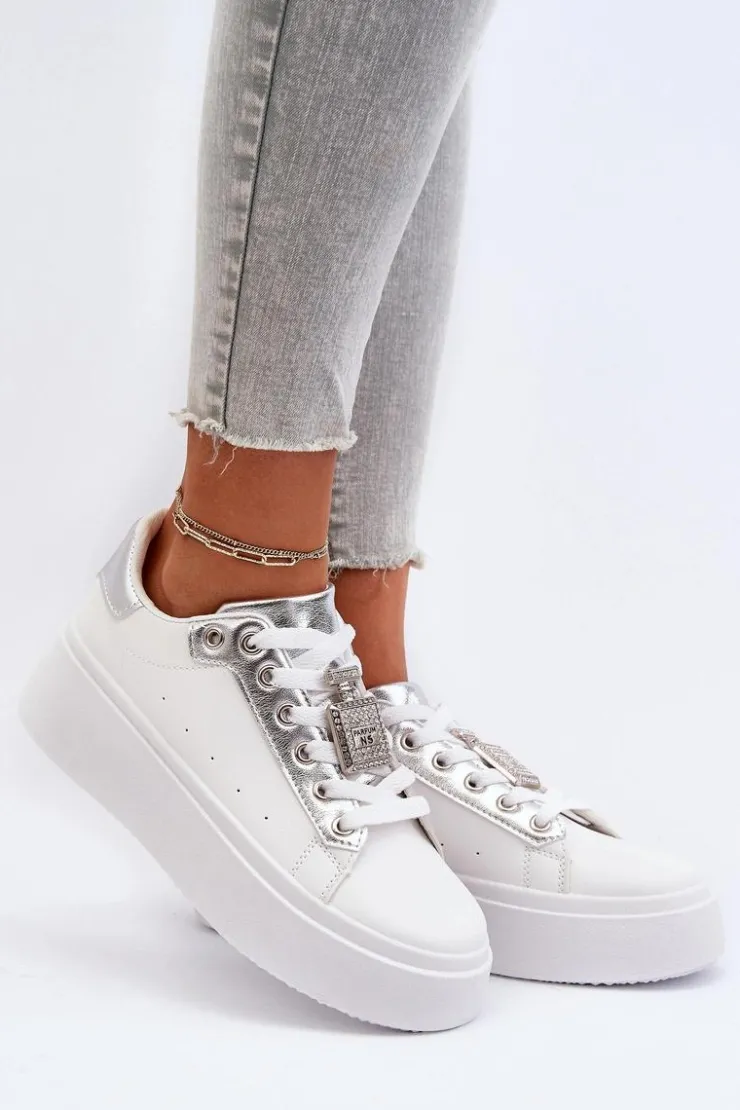 Online Boto Sneakersy Damskie Z Ozdobą Białe Celedria Biały