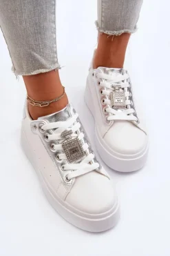 Online Boto Sneakersy Damskie Z Ozdobą Białe Celedria Biały