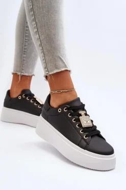 Boto Buty Sportowe Na Platformie|Sneakersy Damskie*Sneakersy Damskie Z Ozdobą Czarne Celedria