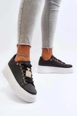 Boto Buty Sportowe Na Platformie|Sneakersy Damskie*Sneakersy Damskie Z Ozdobą Czarne Celedria