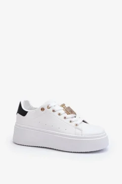 Hot Boto Sneakersy Damskie Z Ozdobą Białe Celedria Biały