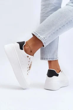 Hot Boto Sneakersy Damskie Z Ozdobą Białe Celedria Biały