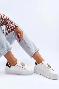 Hot Boto Sneakersy Damskie Z Ozdobą Białe Celedria Biały