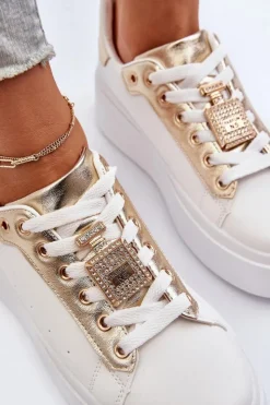 New Boto Sneakersy Damskie Z Ozdobą Białe Celedria