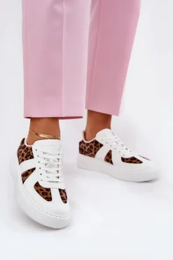 Boto Buty Sportowe Na Platformie|Sneakersy Damskie*Sneakersy Damskie Z Panterką Na Platformie Białe Nativira Biały