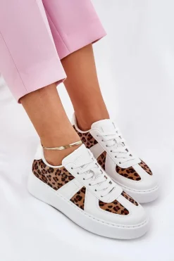 Boto Buty Sportowe Na Platformie|Sneakersy Damskie*Sneakersy Damskie Z Panterką Na Platformie Białe Nativira Biały