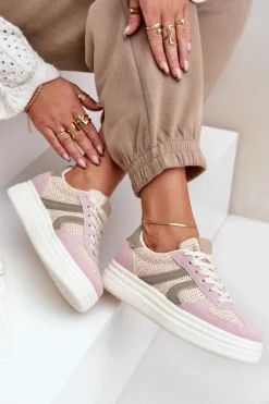 Damskie Boto Sneakersy Damskie Z Plecionką Na Platformie Multikolor Lesida