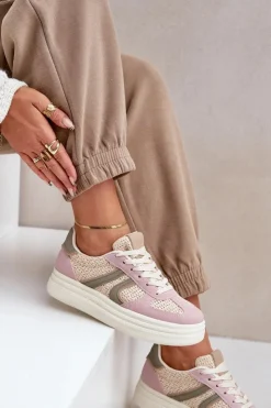 Damskie Boto Sneakersy Damskie Z Plecionką Na Platformie Multikolor Lesida