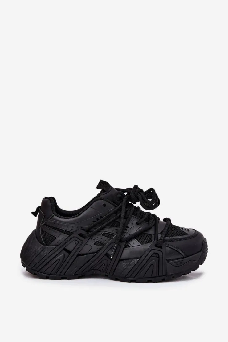 Boto Sneakersy Damskie*Sneakersy Damskie Z Podwójnym Sznurowaniem Czarne Onivetta Czarny