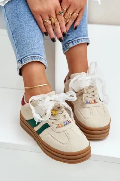 Damskie Boto Sneakersy Damskie Z Przypinkami Beżowe Jariana