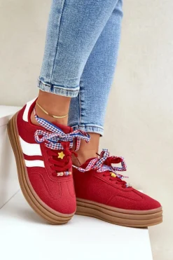Boto Buty Sportowe Na Platformie|Sneakersy Damskie*Sneakersy Damskie Z Przypinkami Czerwone Jariana