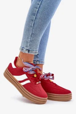 Boto Buty Sportowe Na Platformie|Sneakersy Damskie*Sneakersy Damskie Z Przypinkami Czerwone Jariana