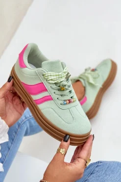 Damskie Boto Sneakersy Damskie Z Przypinkami Miętowe Jariana