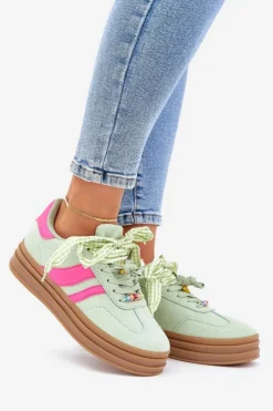 Damskie Boto Sneakersy Damskie Z Przypinkami Miętowe Jariana