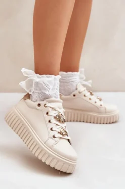 Damskie Evento Sneakersy Damskie Z Przypinkami Beżowe Grelesi