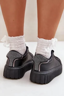 Damskie Evento Sneakersy Damskie Z Przypinkami Czarne Grelesi
