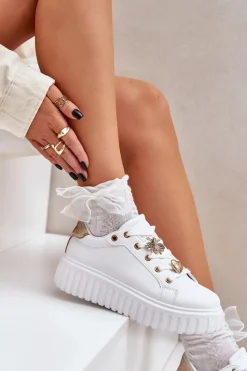 Sale Evento Sneakersy Damskie Z Przypinkami Białe Grelesi Biały