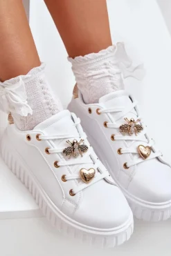 Sale Evento Sneakersy Damskie Z Przypinkami Białe Grelesi Biały