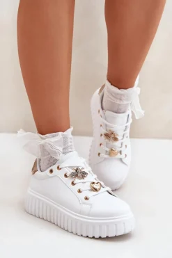 Sale Evento Sneakersy Damskie Z Przypinkami Białe Grelesi Biały