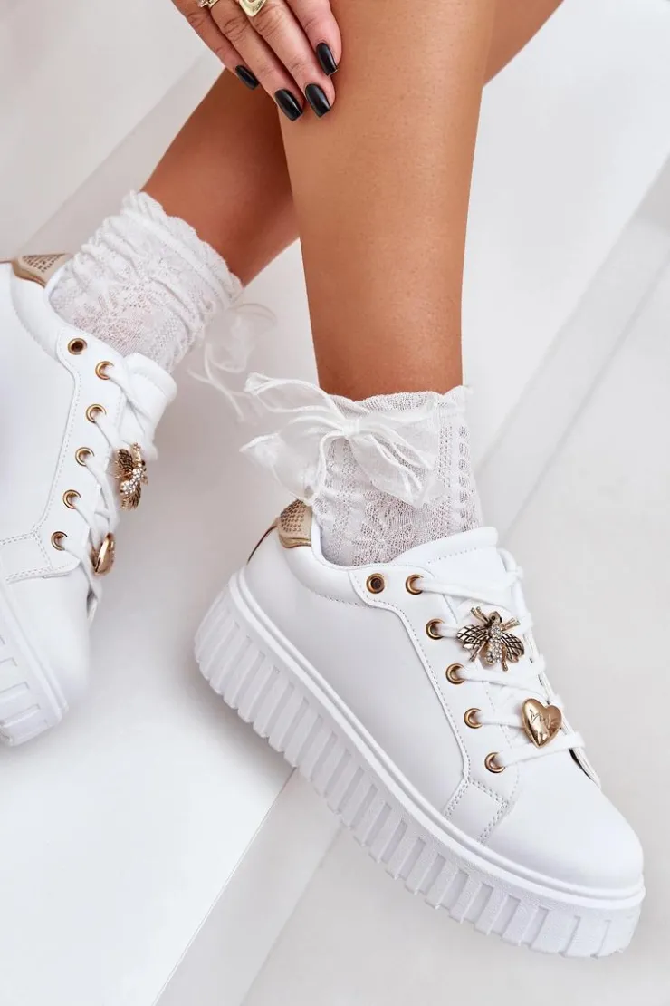 Sale Evento Sneakersy Damskie Z Przypinkami Białe Grelesi Biały