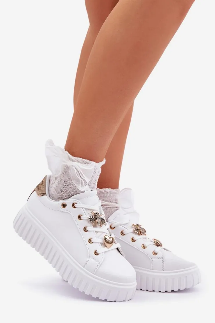 Sale Evento Sneakersy Damskie Z Przypinkami Białe Grelesi Biały