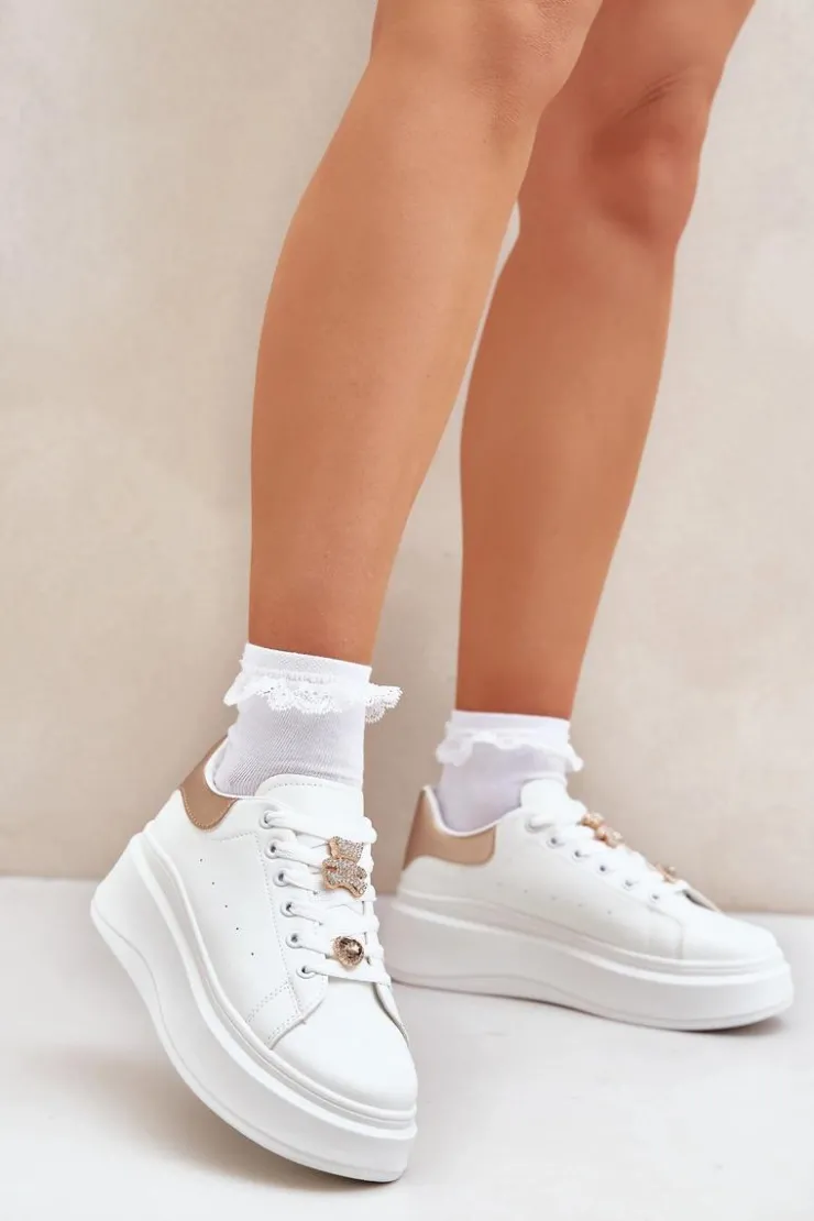 Online Boto Sneakersy Damskie Z Przypinkami Białe Bralinea