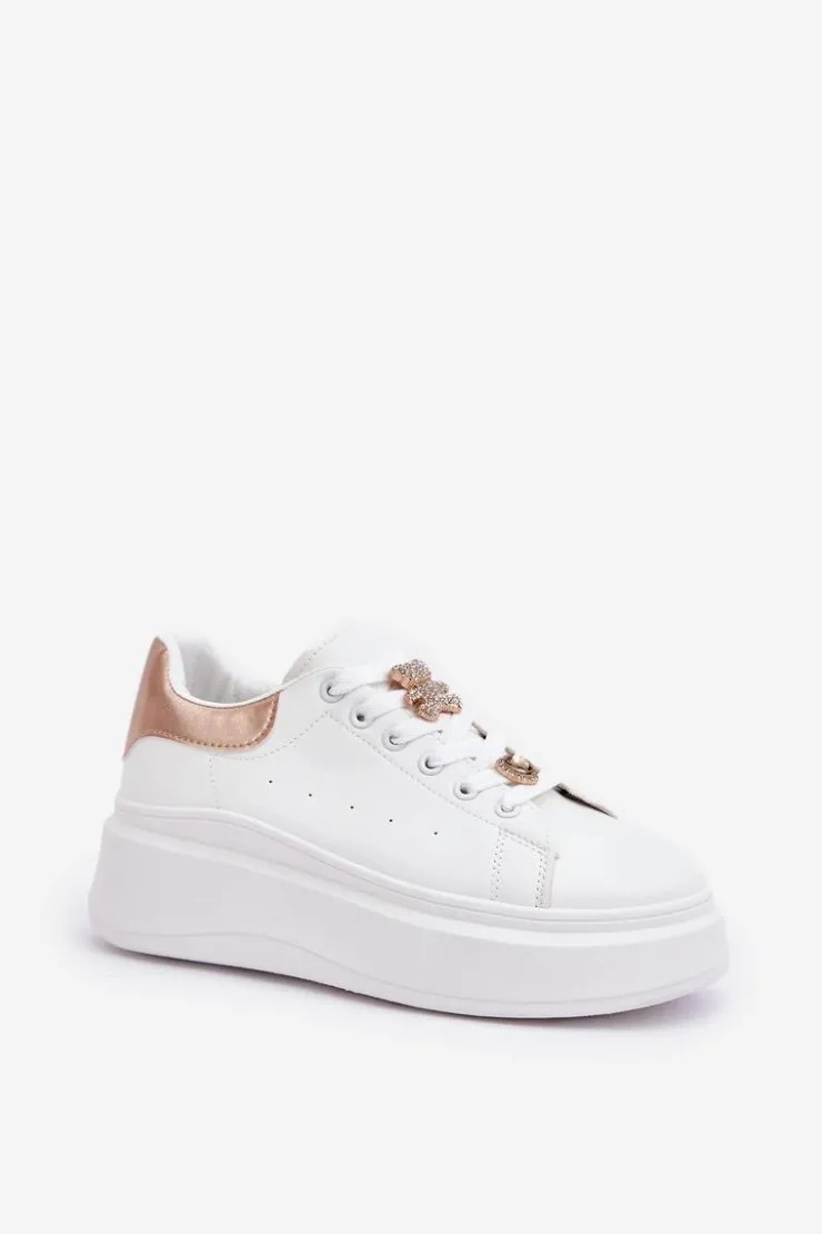 Online Boto Sneakersy Damskie Z Przypinkami Białe Bralinea