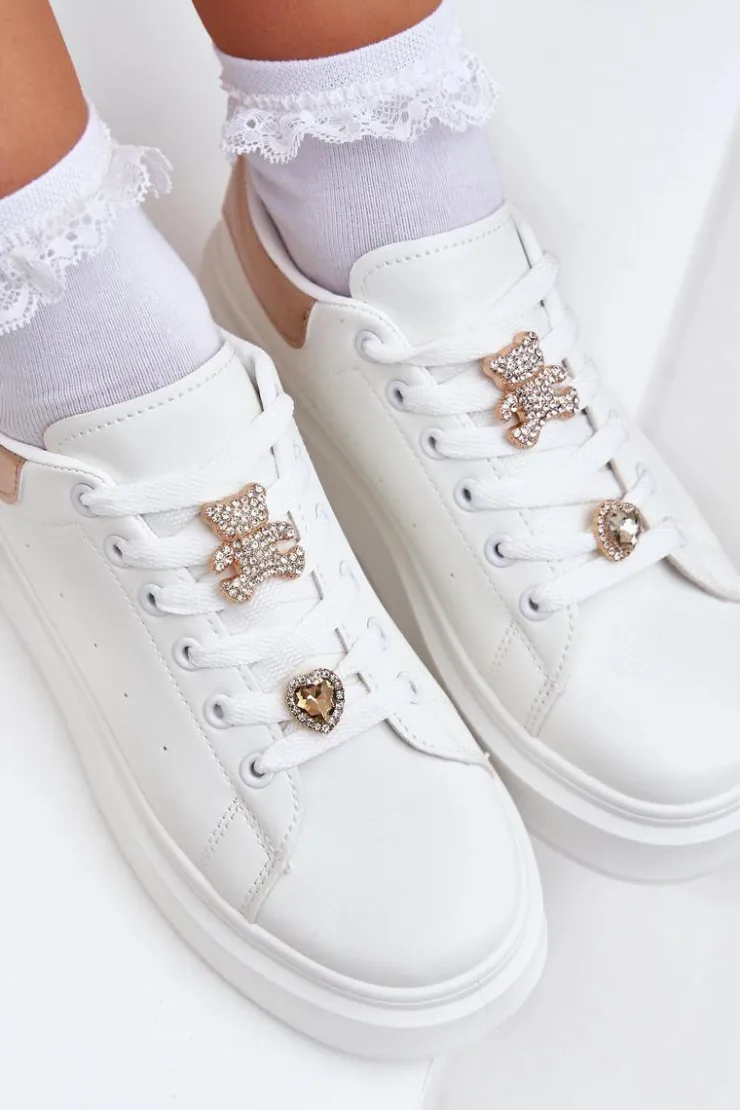 Online Boto Sneakersy Damskie Z Przypinkami Białe Bralinea