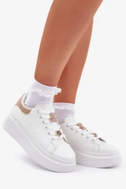 Online Boto Sneakersy Damskie Z Przypinkami Białe Bralinea