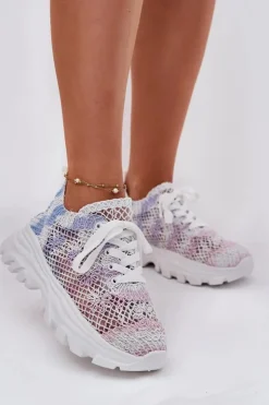 Boto Sneakersy Damskie*Sneakersy Damskie Z Szydełkową Cholewką Multikolor Jelhiris Wielokolorowy
