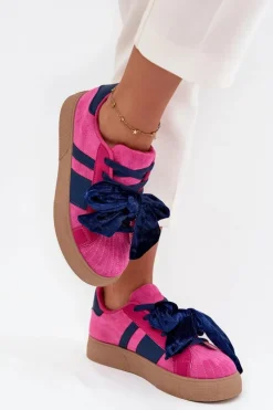 Boto Buty Sportowe Na Platformie|Sneakersy Damskie*Sneakersy Damskie Z Welurową Kokardą Fuksja Ashlyn Różowy