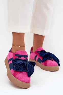 Boto Buty Sportowe Na Platformie|Sneakersy Damskie*Sneakersy Damskie Z Welurową Kokardą Fuksja Ashlyn Różowy