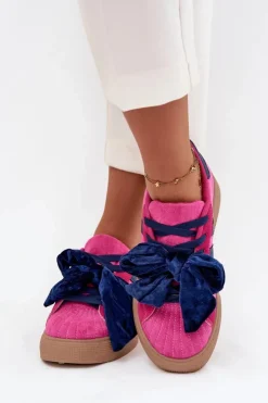 Boto Buty Sportowe Na Platformie|Sneakersy Damskie*Sneakersy Damskie Z Welurową Kokardą Fuksja Ashlyn Różowy