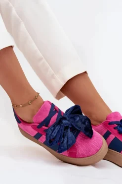 Boto Buty Sportowe Na Platformie|Sneakersy Damskie*Sneakersy Damskie Z Welurową Kokardą Fuksja Ashlyn Różowy