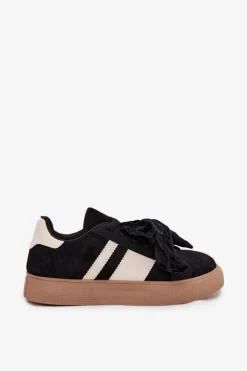 Boto Buty Sportowe Na Platformie|Sneakersy Damskie*Sneakersy Damskie Z Welurową Kokardą Czarne Ashlyn