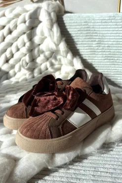 Boto Buty Sportowe Na Platformie|Sneakersy Damskie*Sneakersy Damskie Z Welurową Kokardą Brązowe Ashlyn