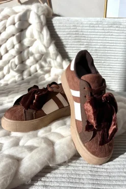 Boto Buty Sportowe Na Platformie|Sneakersy Damskie*Sneakersy Damskie Z Welurową Kokardą Brązowe Ashlyn