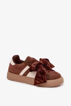 Boto Buty Sportowe Na Platformie|Sneakersy Damskie*Sneakersy Damskie Z Welurową Kokardą Brązowe Ashlyn