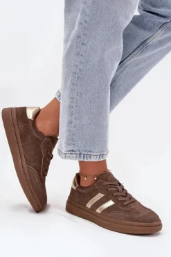 Damskie Evento Sneakersy Damskie Zamszowe Na Platformie Brązowe Sylviona