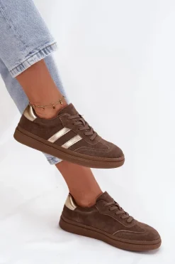 Damskie Evento Sneakersy Damskie Zamszowe Na Platformie Brązowe Sylviona