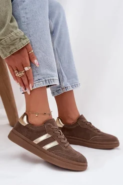 Damskie Evento Sneakersy Damskie Zamszowe Na Platformie Brązowe Sylviona