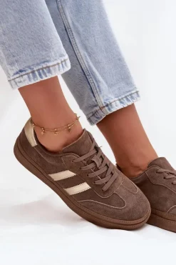 Damskie Evento Sneakersy Damskie Zamszowe Na Platformie Brązowe Sylviona