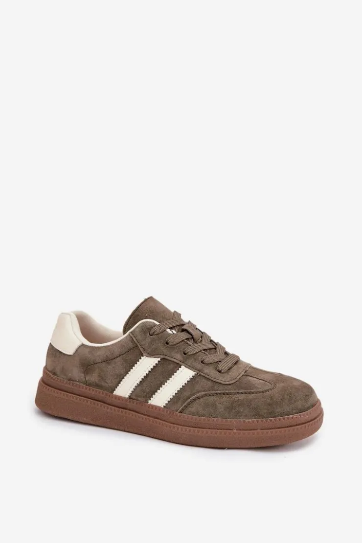 Damskie Evento Sneakersy Damskie Zamszowe Na Platformie Ciemnozielone Sylviona